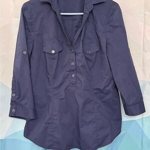 Women's Navy Button-Up Shirt